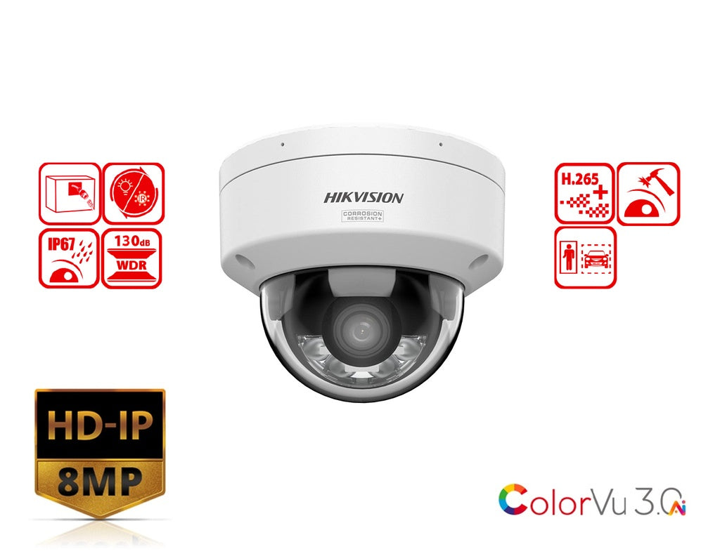 Hikvision DS-2CD2187G3-LIS2UY 8 MP ColorVu Smart Hybrid Light Mini Dome Camera (2.8 mm)
