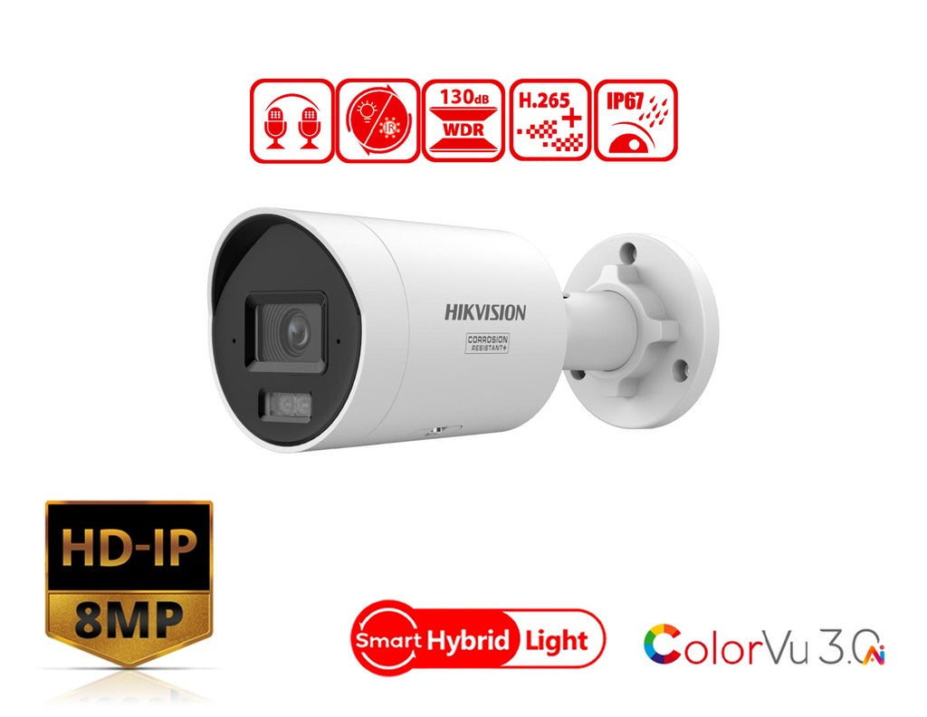 Hikvision DS-2CD2087G3-LI2UY(2.8mm) 8 MP ColorVu Smart Hybrid Light Mini Bullet Network Camera product image