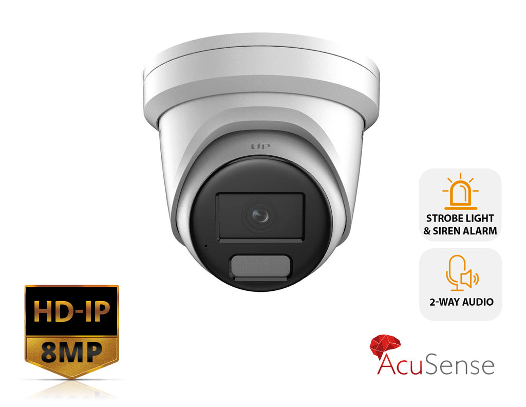 Hikvision DS-2CD2386G2H-IS2U/S(L)(RB) 8 MP AcuSense Strobe & Audio Alarm Turret Network Camera product image