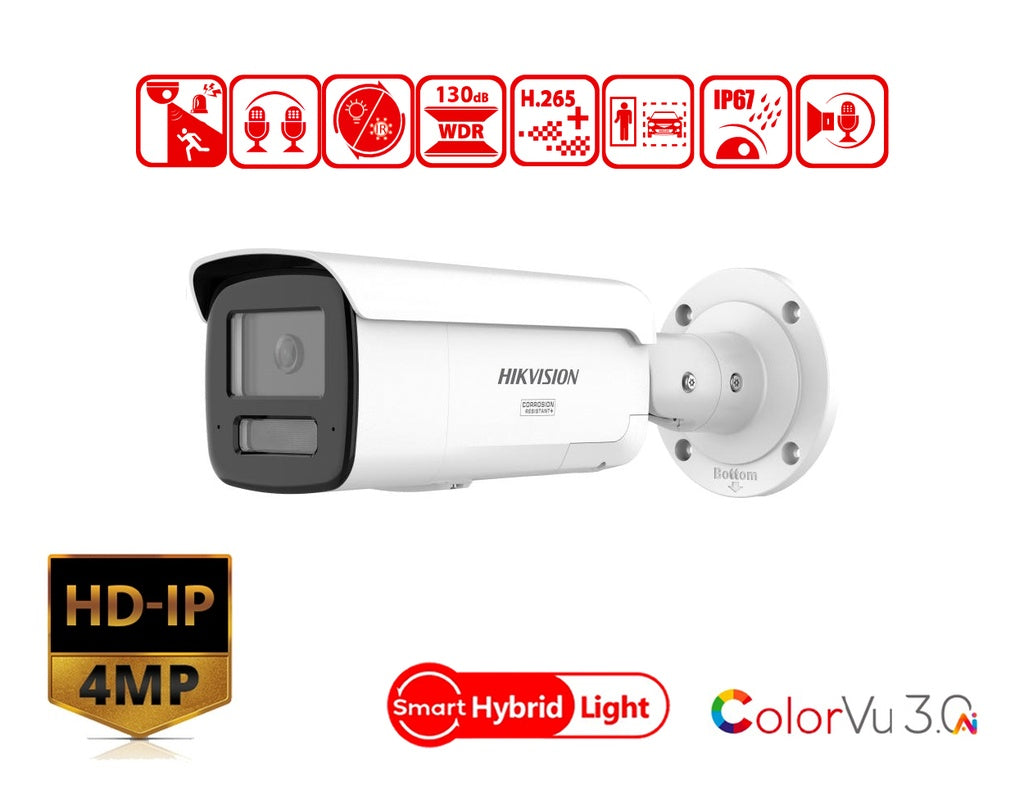 Hikvision DS-2CD2T47G3-LIS2UY/SL(2.8mm) 4 MP ColorVu Active-Deterrence Bullet Camera product image