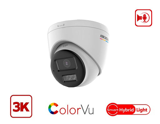 Hikvision DS-2CE72KF0T-LTS 3K Two-Way Audio Fixed Turret Camera product image