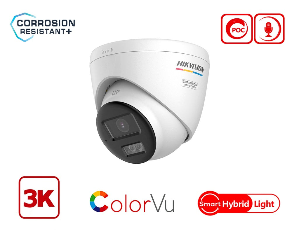 Hikvision DS-2CE72KF3T-LSYE 3K ColorVu Smart Hybrid Light PoC Turret Camera product image