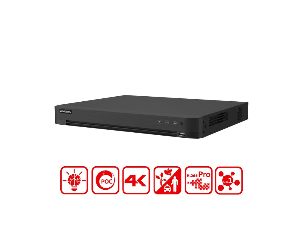 IDS-7216HUHI-M2/PXT - Hikvision 16-ch 5 MP 1U H.265 AcuSense POC DVR product image
